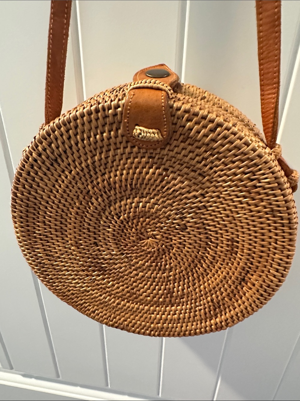 Round Woven Crossbody Bag in Brown - Picture 2 of 8